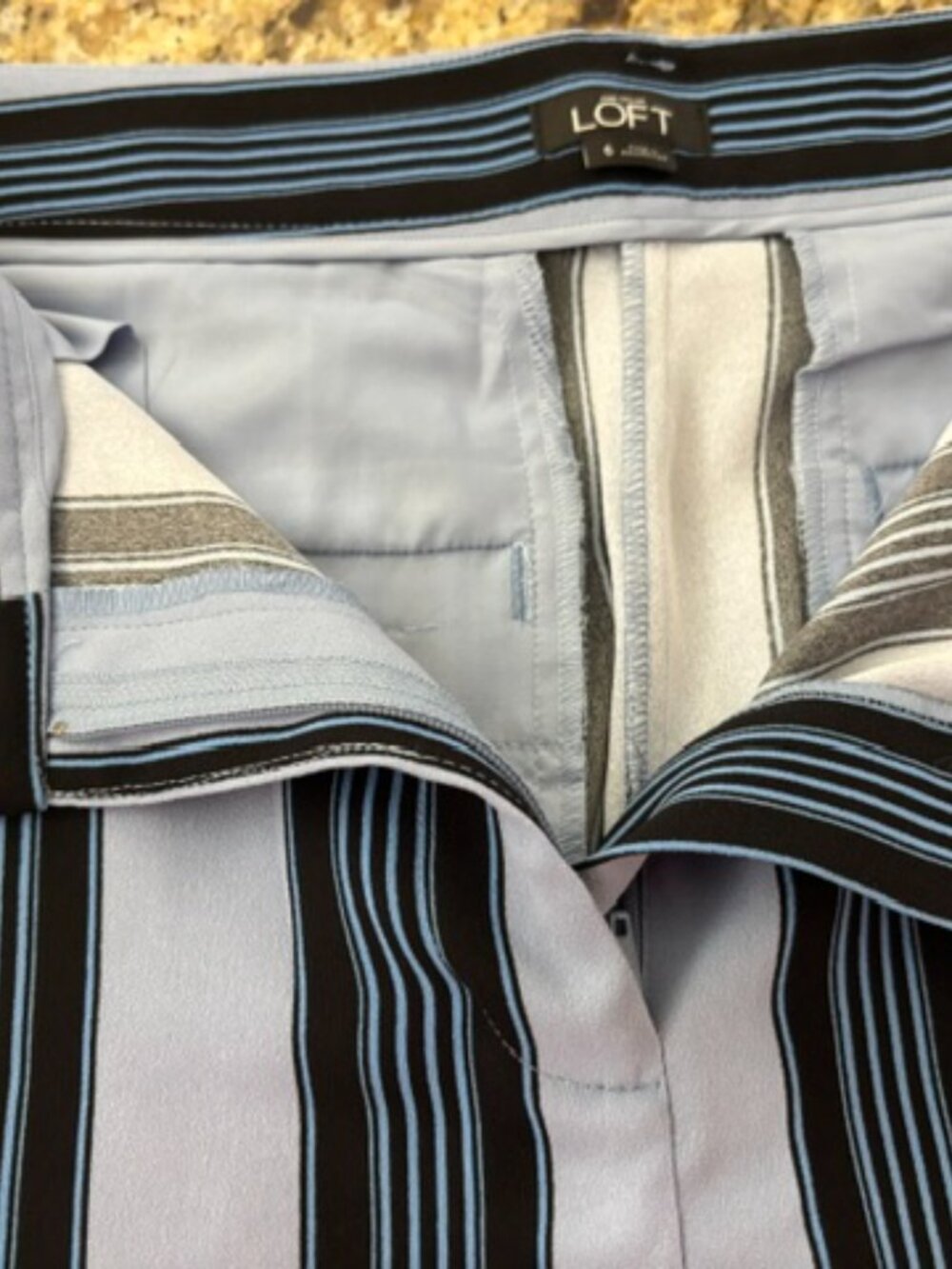 Ann Taylor Loft Blue and Black striped Wide Leg Pants with Belt Size 6 - Picture 5 of 10